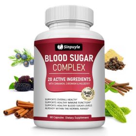 Blood Sugar Complex With Cinnamon, Chromium And Mulberry - 20 Active Ingredients, 60 Capsules - Supports Healthy Blood Sugar Levels (Option: 1)