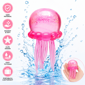 Jellyfish Squishy Stress Ball Toy, Glitter Filled Sensory Fidget Toy for Anxiety Relief, Soft TPR Squeeze Toy for Kids & Adults (Style: Regular Pink Jellyfish)